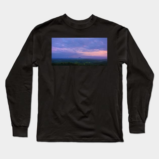 Glass House Mountains - From Tranquil Park Maleny Long Sleeve T-Shirt by pops